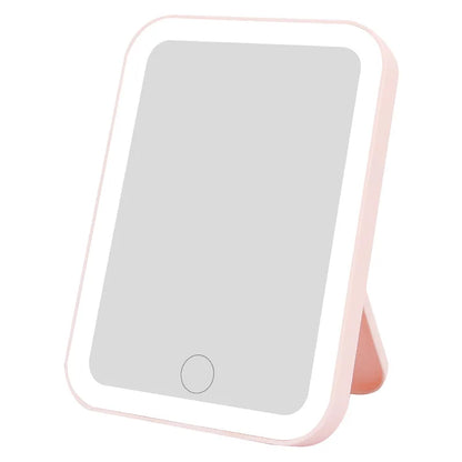 3 Colors LED Vanity Mirror with Touch Screen USB Rechargeable Dimming Makeup Mirror 3 Brightness Portable