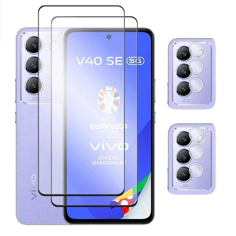 4in1 For Vivo V40 SE 5G Glass For Vivo V40 SE Tempered Glass 6.67 inch 2.5D Full Cover Screen Protector For Vivo V40 SE Film