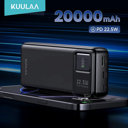 KUULAA 20000mAh Power Bank Portable External Battery 22.5W Fast Charging Portable Charger For iPhone xiaomi redmi poco Powerbank