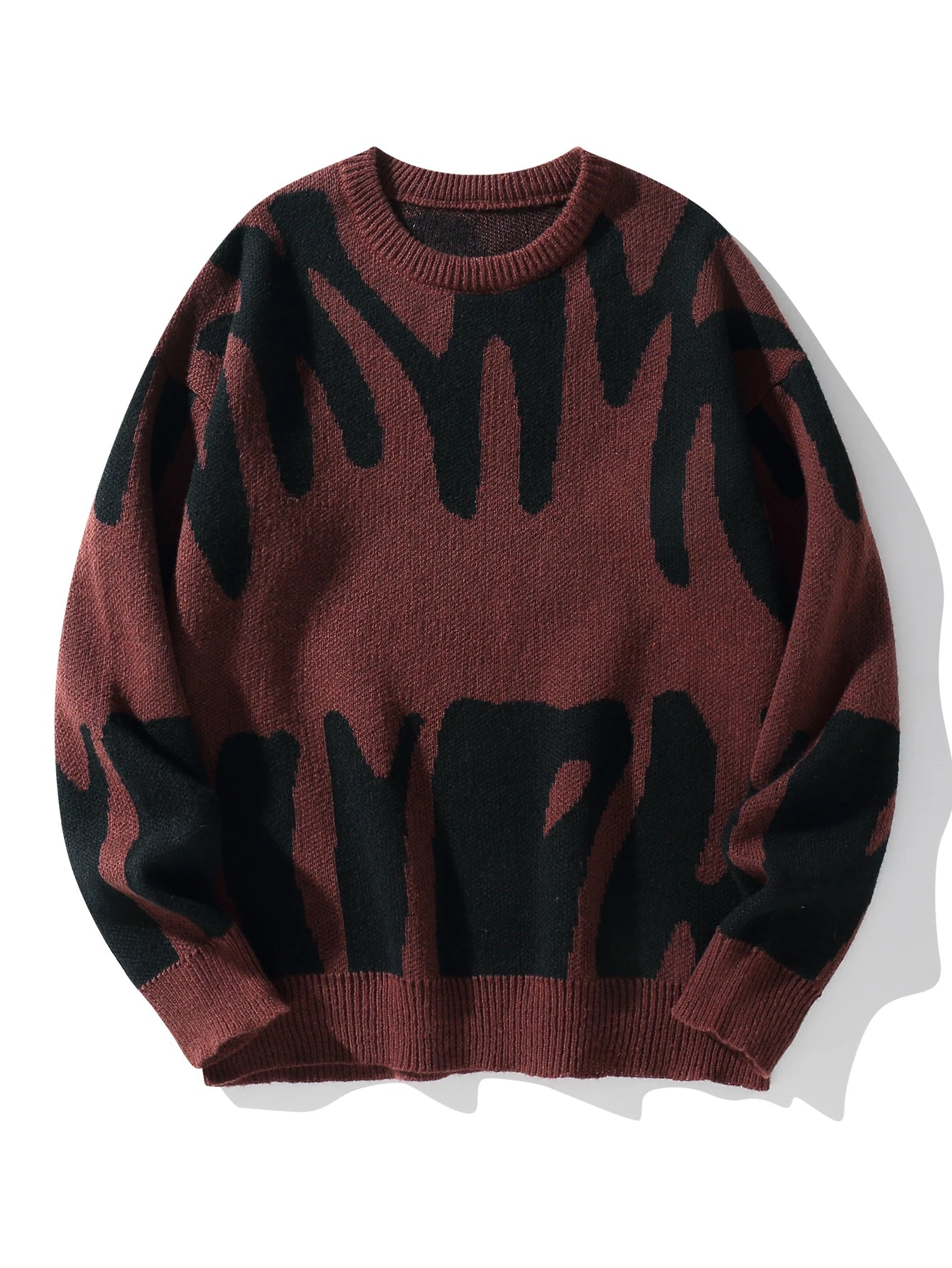 Men’s Jacquard Knit Sweater – Autumn/Winter Irregular Contrast Color Pullover