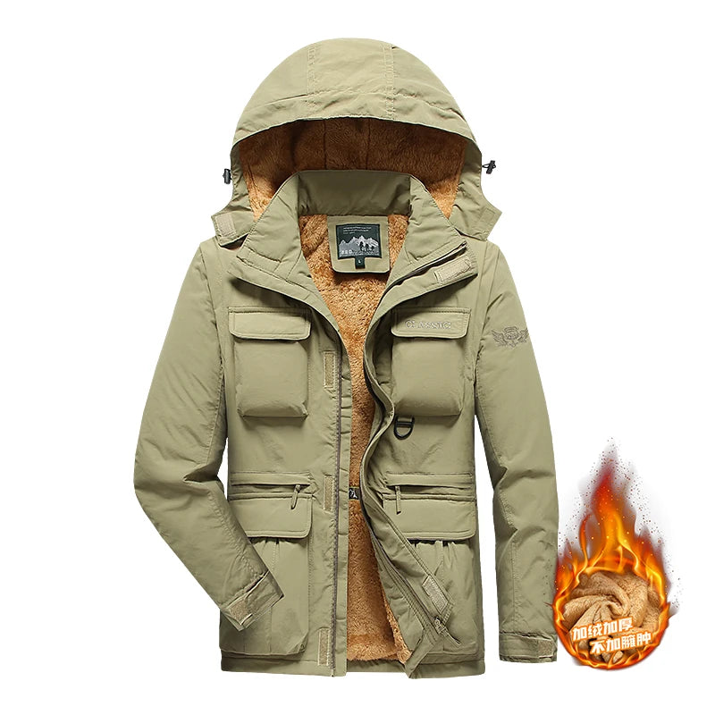 Men’s Detachable Hooded Windproof Jacket – Waterproof Multi-Pocket Outdoor Vest Coat