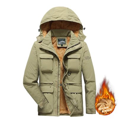 Men’s Detachable Hooded Windproof Jacket – Waterproof Multi-Pocket Outdoor Vest Coat