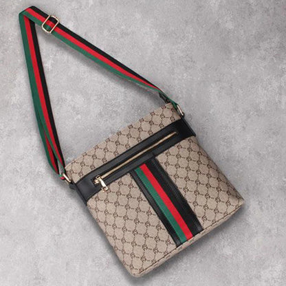 Fashionable Color Matching Casual Men's Bag Classic Trend Vertical Crossbody Bag Plaid Single Shoulder Bag Large Capacity Square