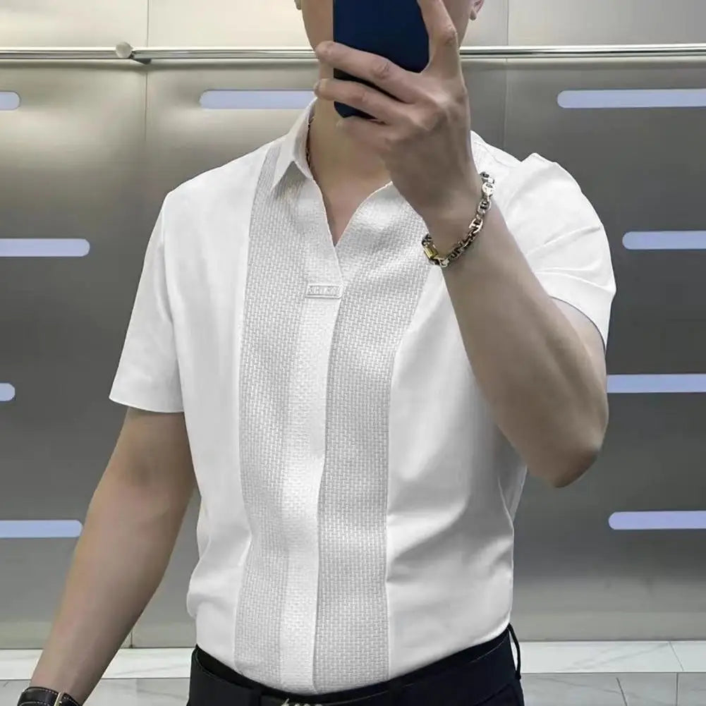 Men’s Summer Short Sleeve Turn-down Collar Shirt