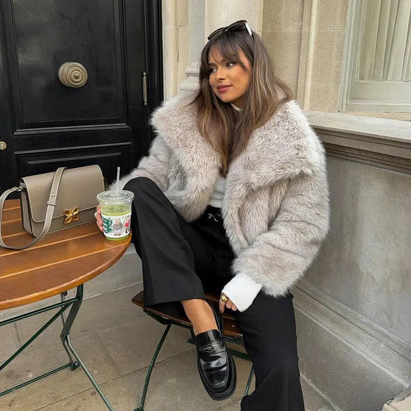 Women’s Faux Fur Jacket – 2025 Autumn/Winter Loose Long-Sleeve Toka Fox Coat