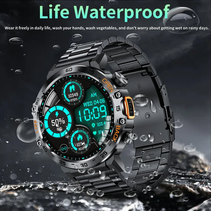 LIGE 2025 Smart Watch for Men – 360×360 AMOLED HD Display Waterproof Fitness Smartwatch with Flashlight (Android & iOS Compatible)