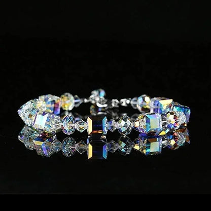 Delysia King Trendy Cube Crystal Bracelet – Luxurious Versatile Wrist Chain Jewelry for Women & Best Friend Gift