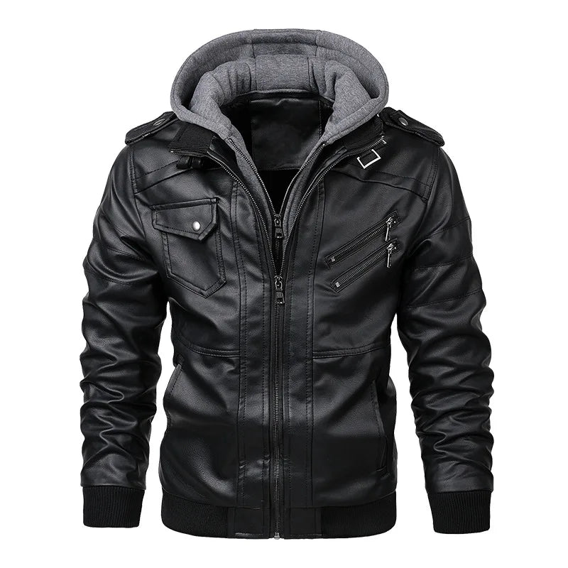 Men’s PU Leather Biker Jacket – Autumn Casual Motorcycle Coat (EU Size SA722)