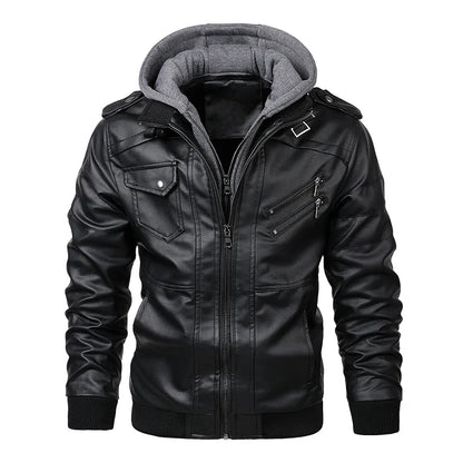 Men’s PU Leather Biker Jacket – Autumn Casual Motorcycle Coat (EU Size SA722)
