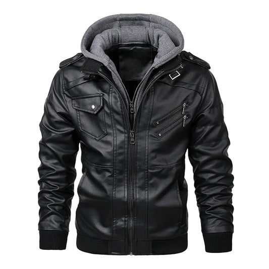 Men’s PU Leather Biker Jacket – Autumn Casual Motorcycle Coat (EU Size SA722)