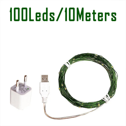 200M 2000LED Green Wire Fairy String Light Garland With Waterproof For Christmas Outdoor Wedding Garden Patio Room Decoration