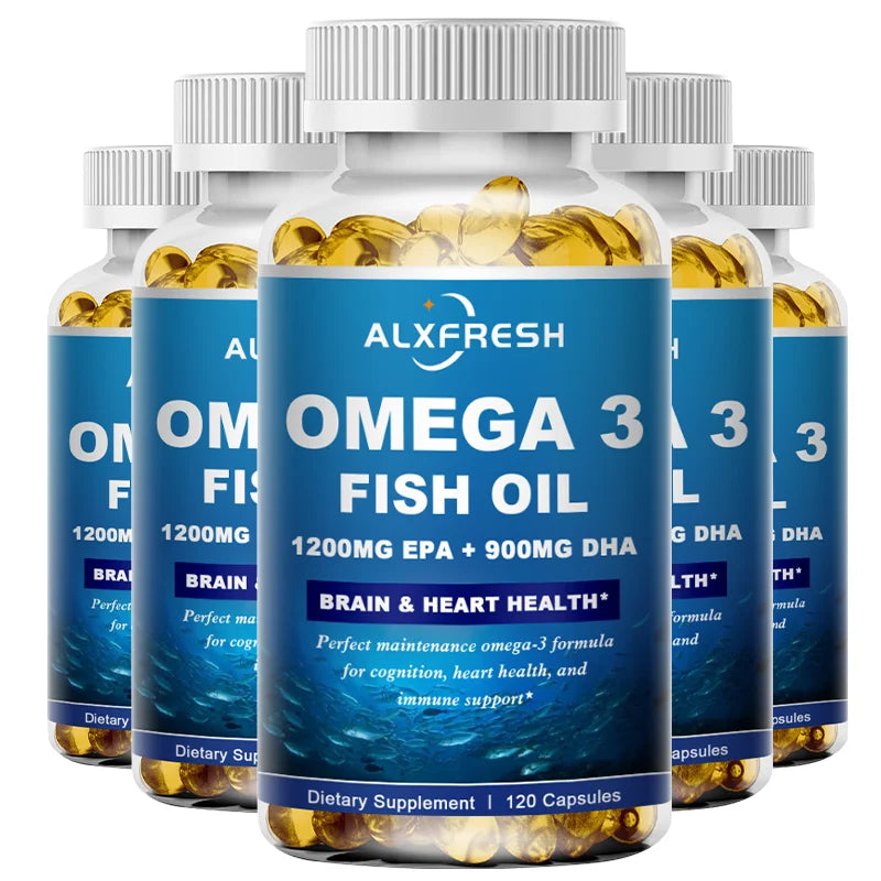 Alxfresh Wild Caught Omega-3 Fish Oil 3600mg – High EPA 1300mg & DHA 900mg – 120 Softgelsf