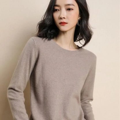 Women’s Basic O-Neck Sweater – Autumn/Winter Solid Knit Pullover