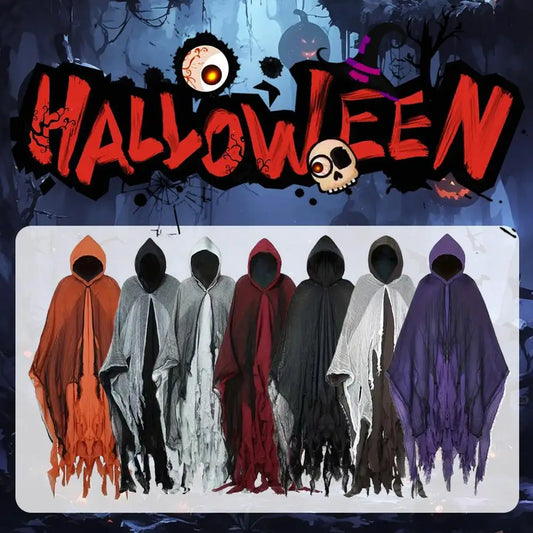 2025 Halloween Adult Costume – Scary Ghost Cloak with Hood, Zombie, Witch & Grim Reaper Cape Cosplay Outfit