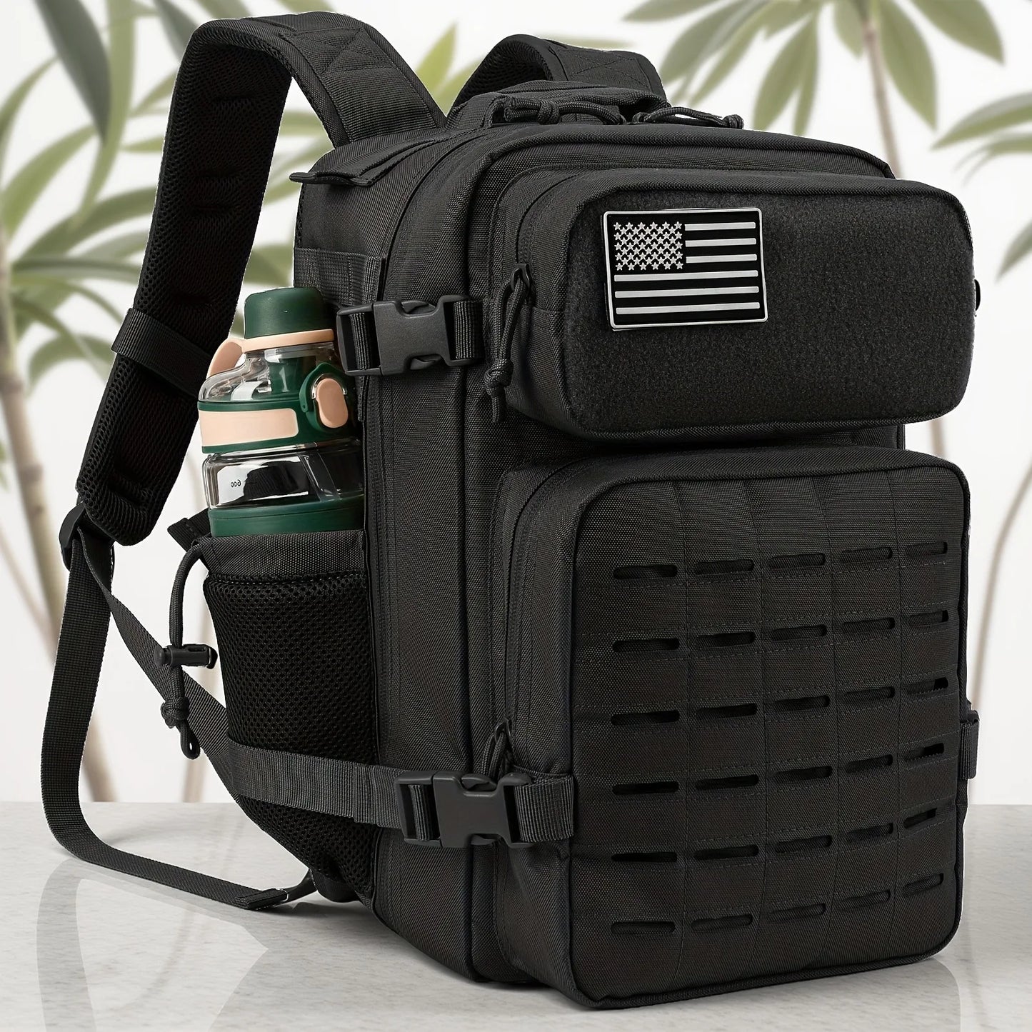 25L Tactical MOLLE Backpack – Outdoor Hiking & Fitness Survival Bag with Dual Cup Holders