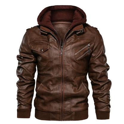 Men’s PU Leather Biker Jacket – Autumn Casual Motorcycle Coat (EU Size SA722)