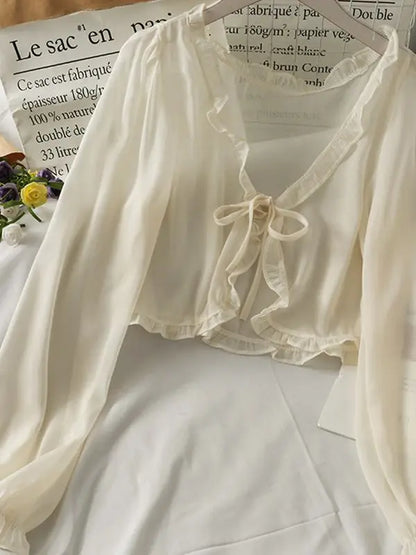Women’s Lace Bow Summer Cardigan – Lightweight Sun Protection Blouse & Casual Top