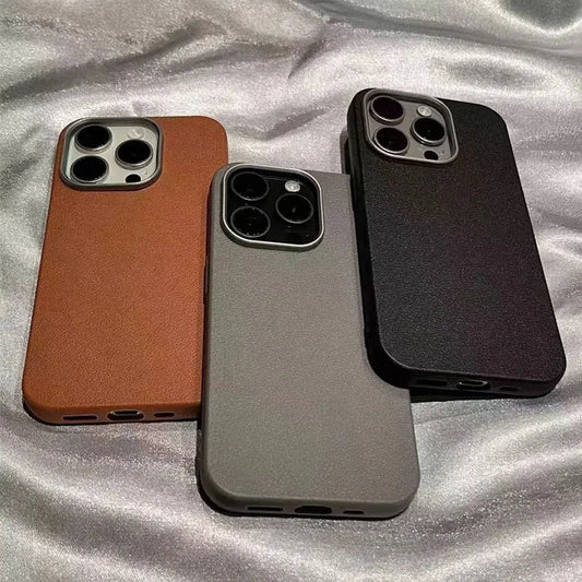 Luxury Matte Leather Silicone Phone Case – Soft Shockproof Protective Cover for iPhone 11, 12, 13, 14, 15, 16 Pro, Pro Max, Plus, X, XS Max, XR
