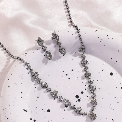 Elegant Rhinestone Necklace & Earrings Set – Bridal Wedding Jewelry Accessories for Women