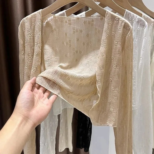 Women’s Fashion Shiny Cardigan – Summer Cozy Shrug | Youthful, Breathable, Casual Streetwear 2025