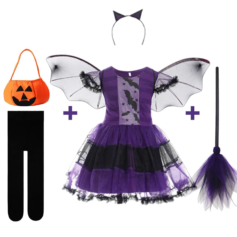 Kids Halloween Costume – Witch, Vampire, or Little Red Riding Hood Cosplay Dress for Girls & Boys Masquerade Party