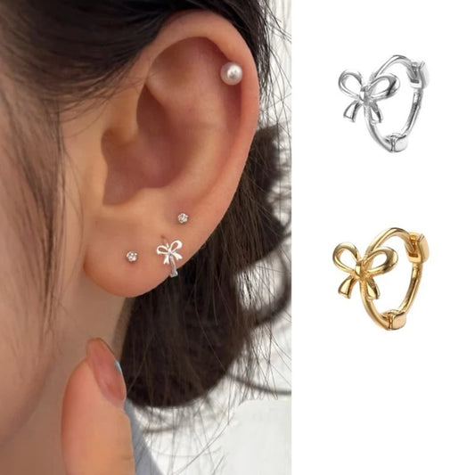 Stylish Bowknot Stud Earrings – Elegant Ear Piercing Jewelry Accessory for Fashion Enthusiasts
