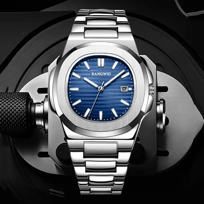 2024 Luxury Men’s Chronograph Quartz Watch – Stainless Steel 30M Waterproof Sport Wristwatch with Automatic Date Display