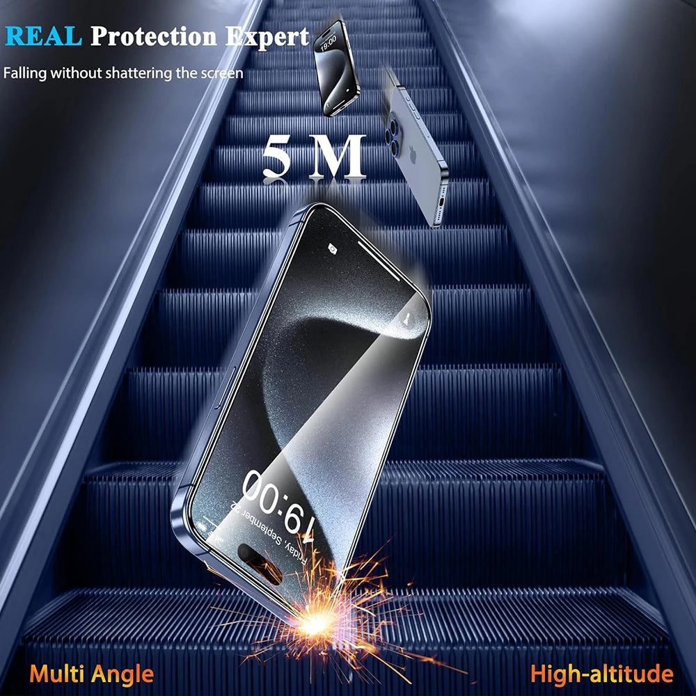 Ultimate iPhone Protection Duo – Premium Matte Case + 4Pcs Tempered Glass Screen Protector Bundle | Complete Protection Kit