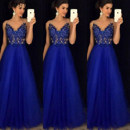 Women’s Long Formal Dress – Elegant Lace Floral Ball, Prom, Wedding & Evening Gown