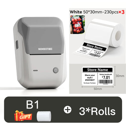 NIIMBOT B1 Portable Thermal Printer With Tapes 2 Inch Adhesive Label Printer Mini Bluetooth Sticker Maker Support Smartphones PC