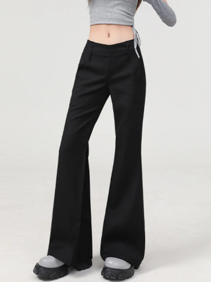 Women’s High-Waist Flare Pants – Solid Color Full-Length American Style Trousers | Straight-Leg All-Match Trendy Look
