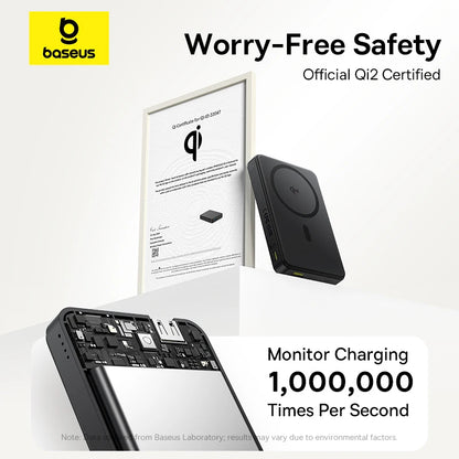 Baseus Qi2 Magnetic Power Bank 10000mah 15W Wireless Charging 22.5W Wired Charge Qi2-Certified for iPhone 16 15 14 13 12 Pro Max