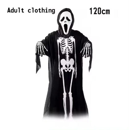 2025 Halloween Grim Reaper Cosplay Costume – Terrifying Skeleton Outfit for Kids & Adults with Ghost Robe and Sickle