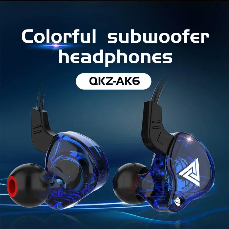 QKZ AK6 HiFi Wired Earphones 3.5mm In-Ear Headphones with Mic Bass Stereo Sport Earbuds