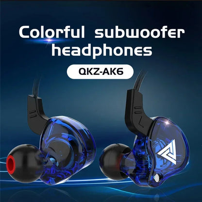 QKZ AK6 HiFi Wired Earphones 3.5mm In-Ear Headphones with Mic Bass Stereo Sport Earbuds