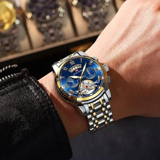 Top Brand Men’s Luxury Stainless Steel Watch – Luminous Dial 3BAR Waterproof Casual Sport Wristwatch