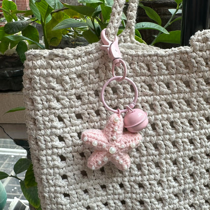 Handmade Ocean Pearl Seashell Keychain – Starfish Charm Pendant Gift for Women & Besties