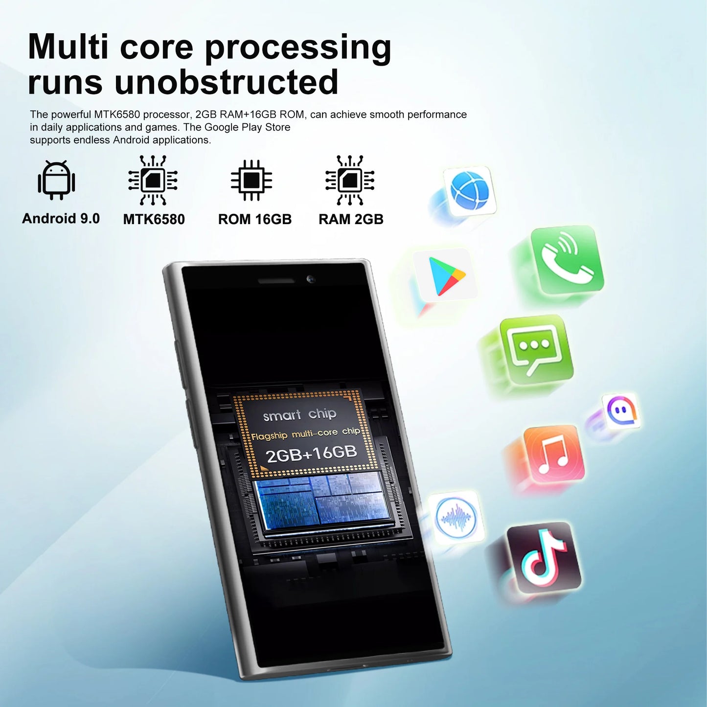 SERVO Mini Smartphone Android 9.0 3G Dual SIM 2GB+16GB 3-Inch HD Display 5MP Camera