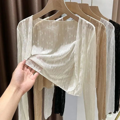 Women’s Fashion Shiny Cardigan – Summer Cozy Shrug | Youthful, Breathable, Casual Streetwear 2025