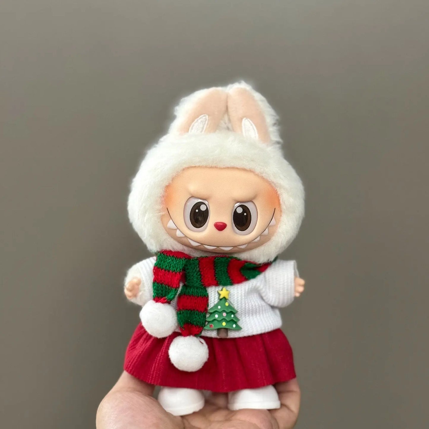 Labubu Christmas Deer Outfit – Red Festive Clothes Set for V1/V2/V3/V4 Figures, “Pin For Love” Holiday Edition