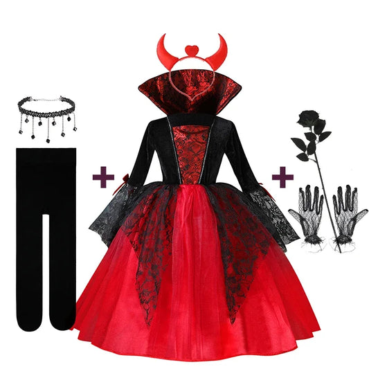 Kids Halloween Costume – Witch, Vampire, or Little Red Riding Hood Cosplay Dress for Girls & Boys Masquerade Party