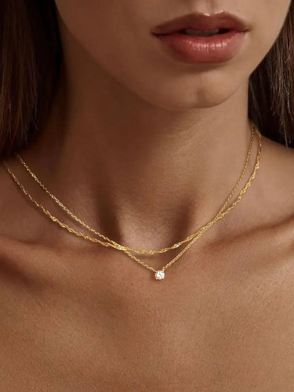 Diamond Choker Necklace for Women – 18K Gold or Sterling Silver Simple Gold-Plated Elegant Jewelry Gift
