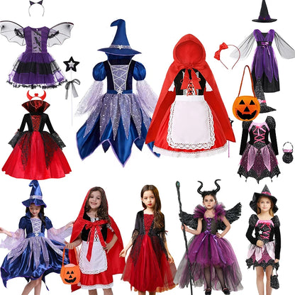 Kids Halloween Costume – Witch, Vampire, or Little Red Riding Hood Cosplay Dress for Girls & Boys Masquerade Party