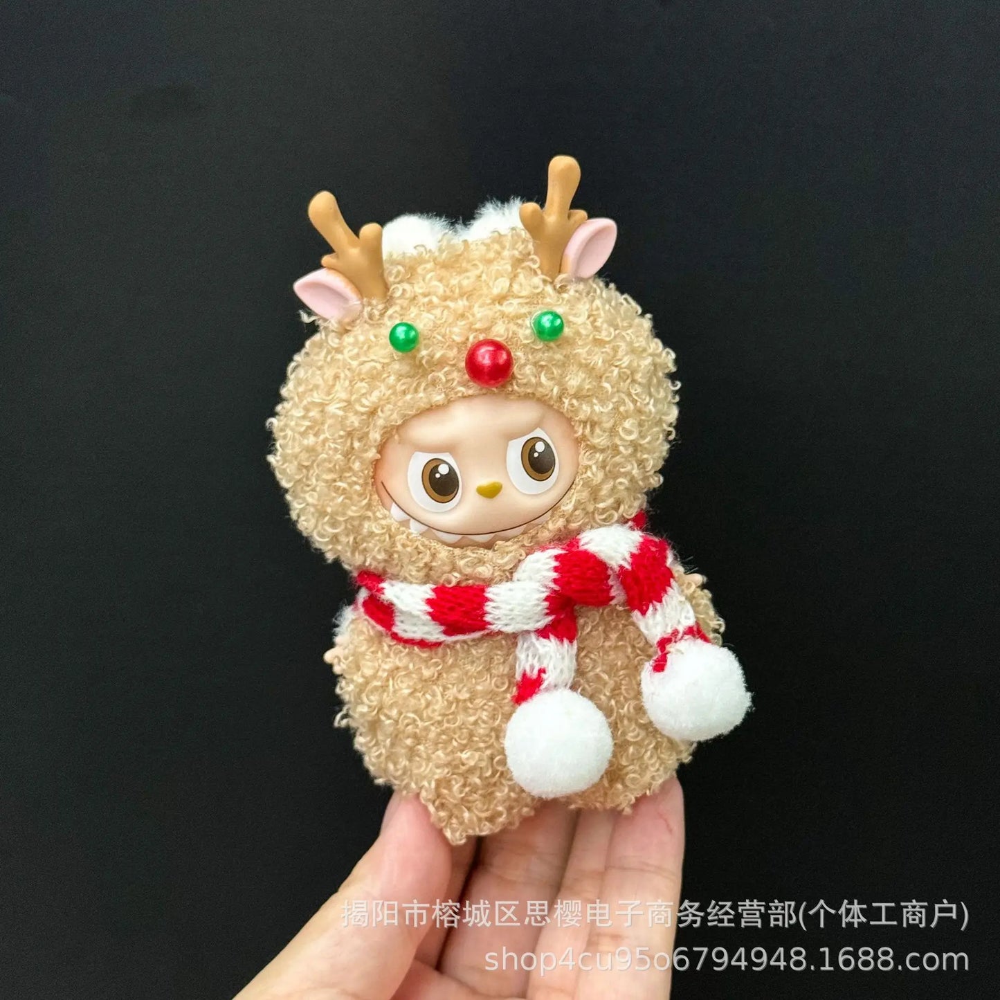 Labubu Christmas Deer Outfit – Red Festive Clothes Set for V1/V2/V3/V4 Figures, “Pin For Love” Holiday Edition