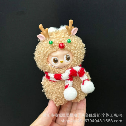 Labubu Christmas Deer Outfit – Red Festive Clothes Set for V1/V2/V3/V4 Figures, “Pin For Love” Holiday Edition