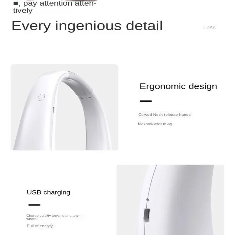 Hanging Neck Fan Convenient Small Fan Can Be Freely Adjusted Mini Small USB Charging Leafless Large Wind Hanging Neck Outdoors