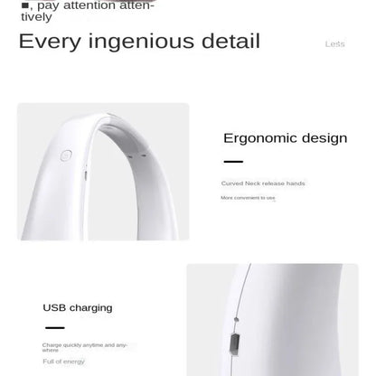 Hanging Neck Fan Convenient Small Fan Can Be Freely Adjusted Mini Small USB Charging Leafless Large Wind Hanging Neck Outdoors