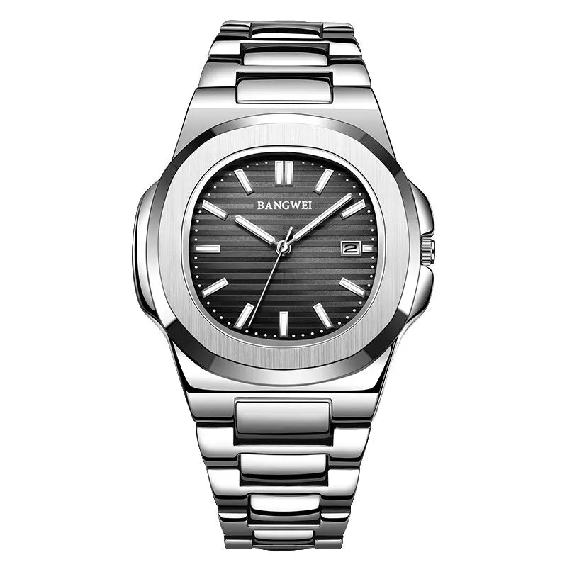 2024 Luxury Men’s Chronograph Quartz Watch – Stainless Steel 30M Waterproof Sport Wristwatch with Automatic Date Display