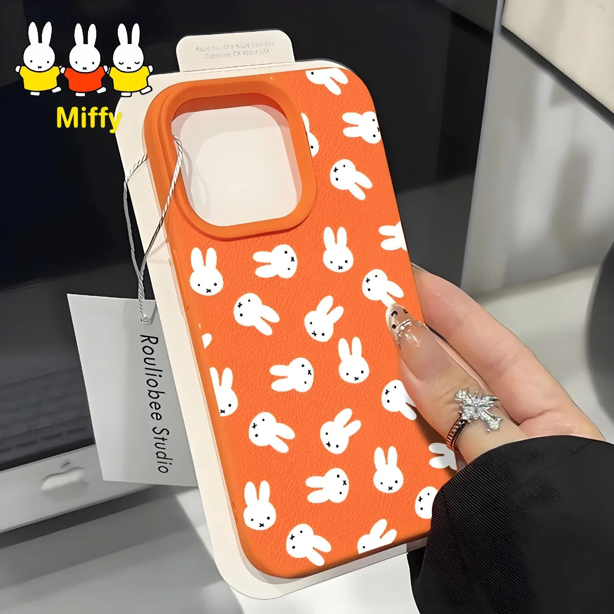 Kawaii Miffy Rabbit Phone Case Fills The Screen 16PROMAX Phone Case /15 Soft Case 14 Lychee Pattern 13 Niche 12/X