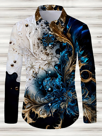 Men’s Geometric-Patterned Casual Button-Down Shirt